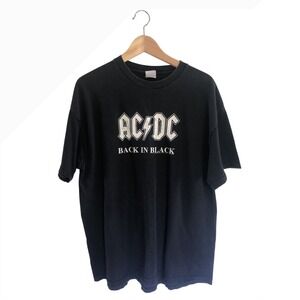 AC/DC Back In Black BAND T Shirt Black Vintage 2004 Concert T Shirt XL One sided